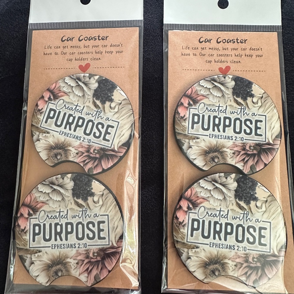 Floral Car Coasters Set